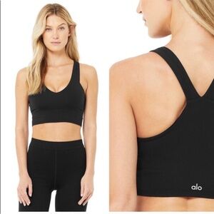 ALO Yoga Black V-Neck Sports Bra